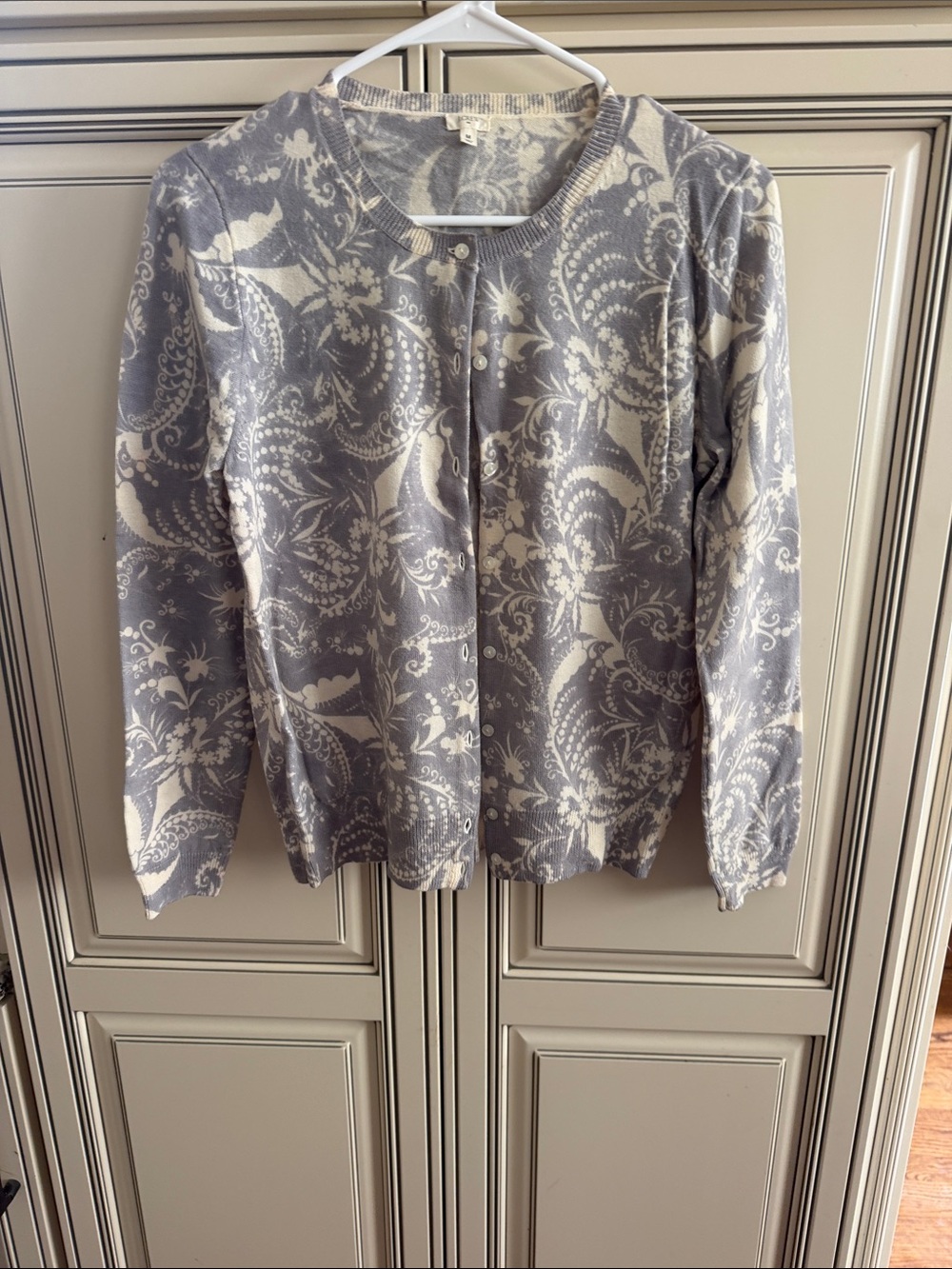 J. Crew Ivory and Light Gray cardigan